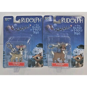 Clip On Ornament Island Misfit Toy Rudolph Red Nosed Reindeer & Clarice Set 2 U5